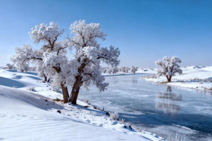 新疆塔克拉玛干沙漠现雪后壮美景观